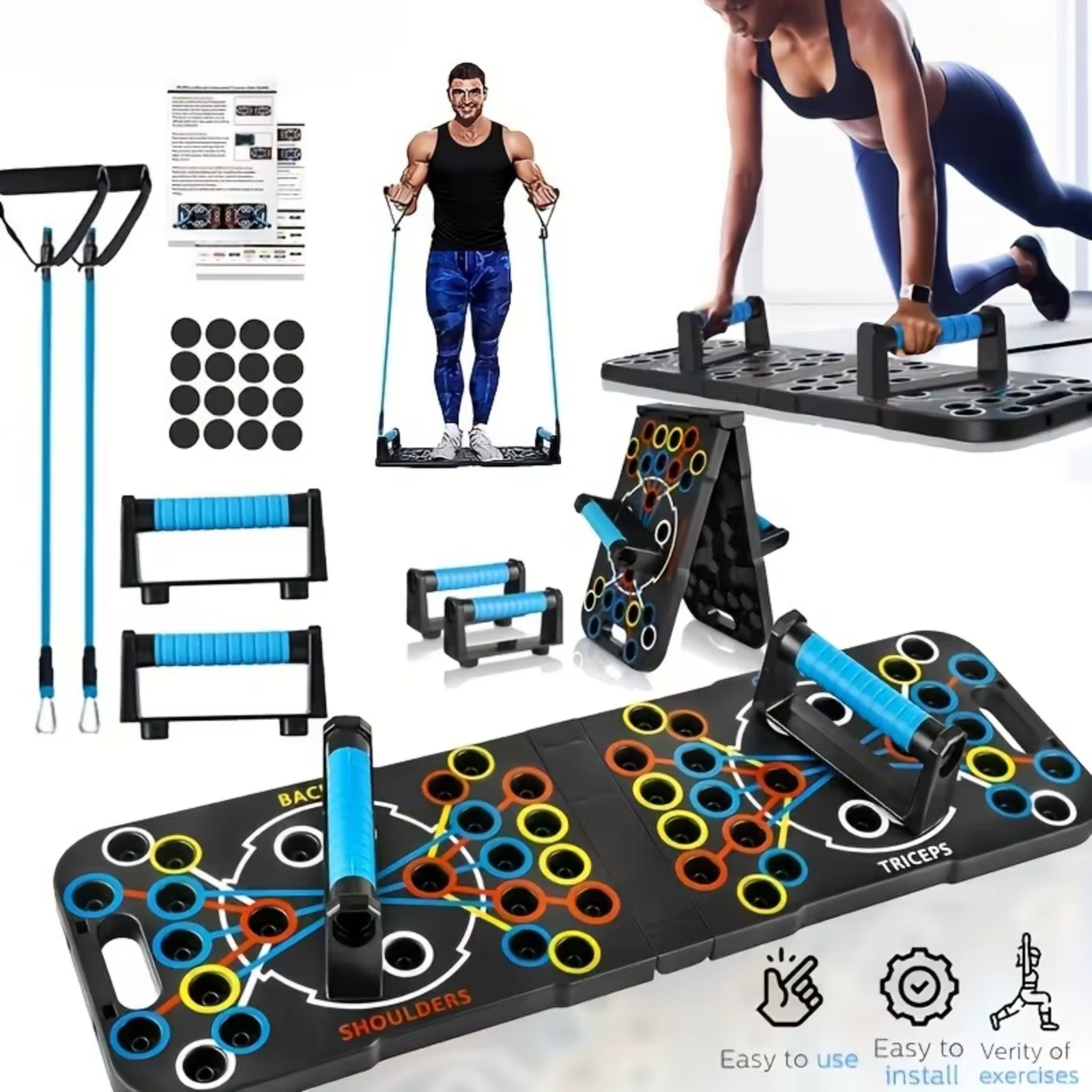 Push Up Board - Foldable Push-Up Board w/ Color Guide