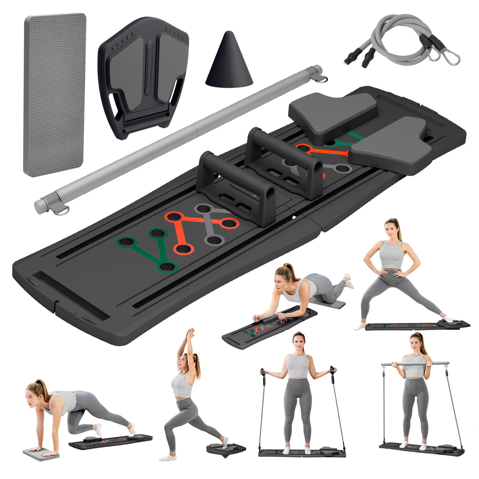 Push Up Board - 7-in-1 Portable Pilates Board Exercise Foldable