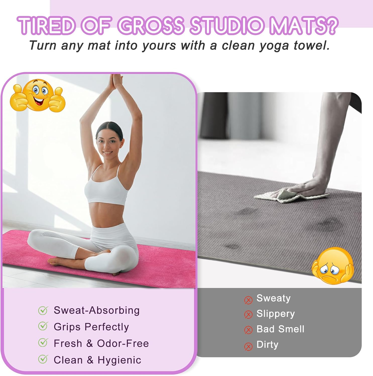 Extra Thick Yoga Mat Towel 600 - Yoga Fitness Images avaliação e preço