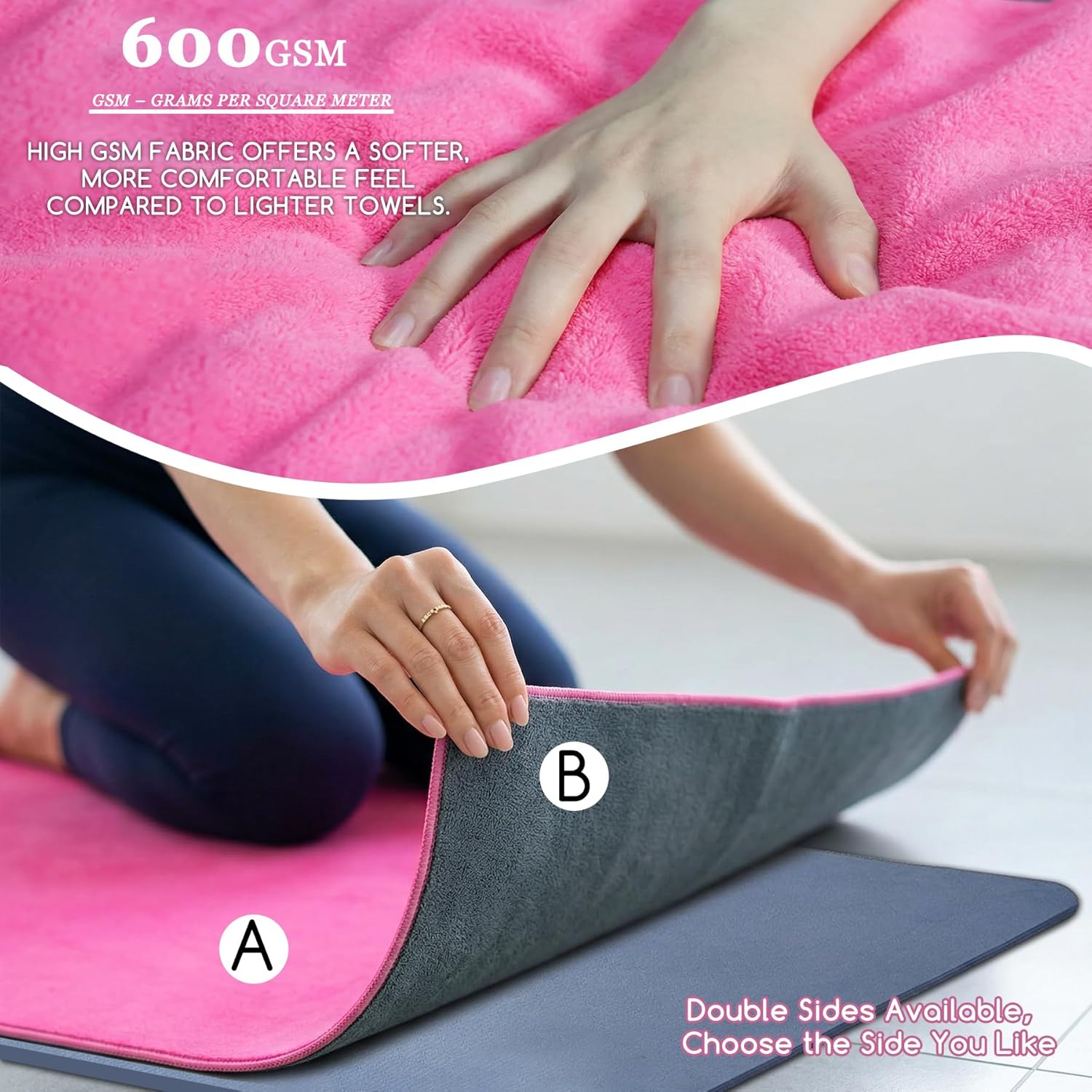 Extra Thick Yoga Mat Towel 600 - Yoga Fitness Images avaliação e preço