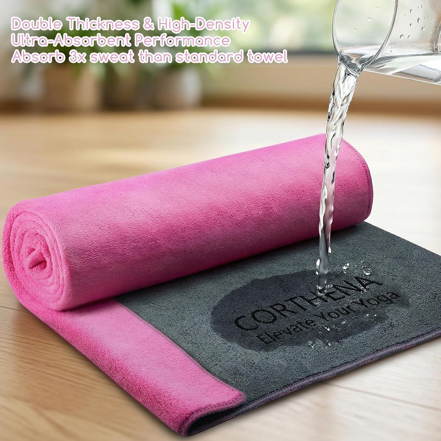 Extra Thick Yoga Mat Towel 600 - Yoga Fitness Images avaliação e preço