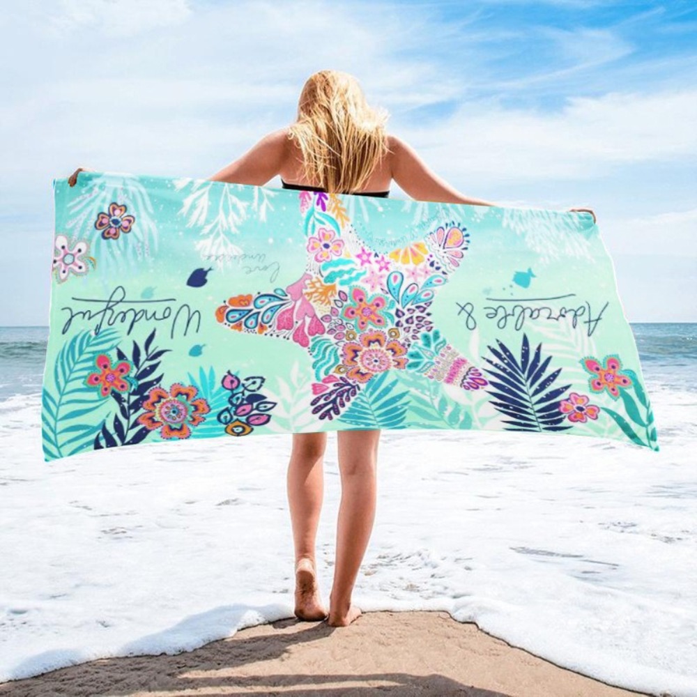 Starfish Printing Bath Towel 2 - Yoga And Fitness Mat avaliação e preço