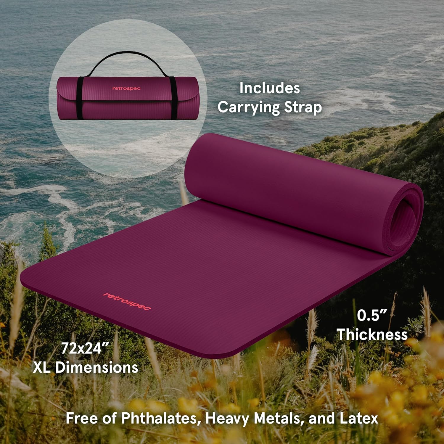 Yoga Mat Thick 1/2in Non-Slip  - Yoga Fitness Images avaliação e preço