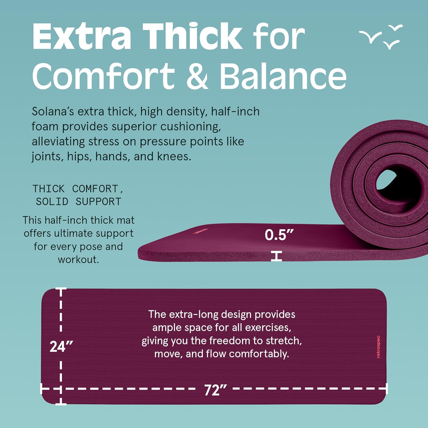 Yoga Mat Thick 1/2in Non-Slip  - Yoga Fitness Images avaliação e preço