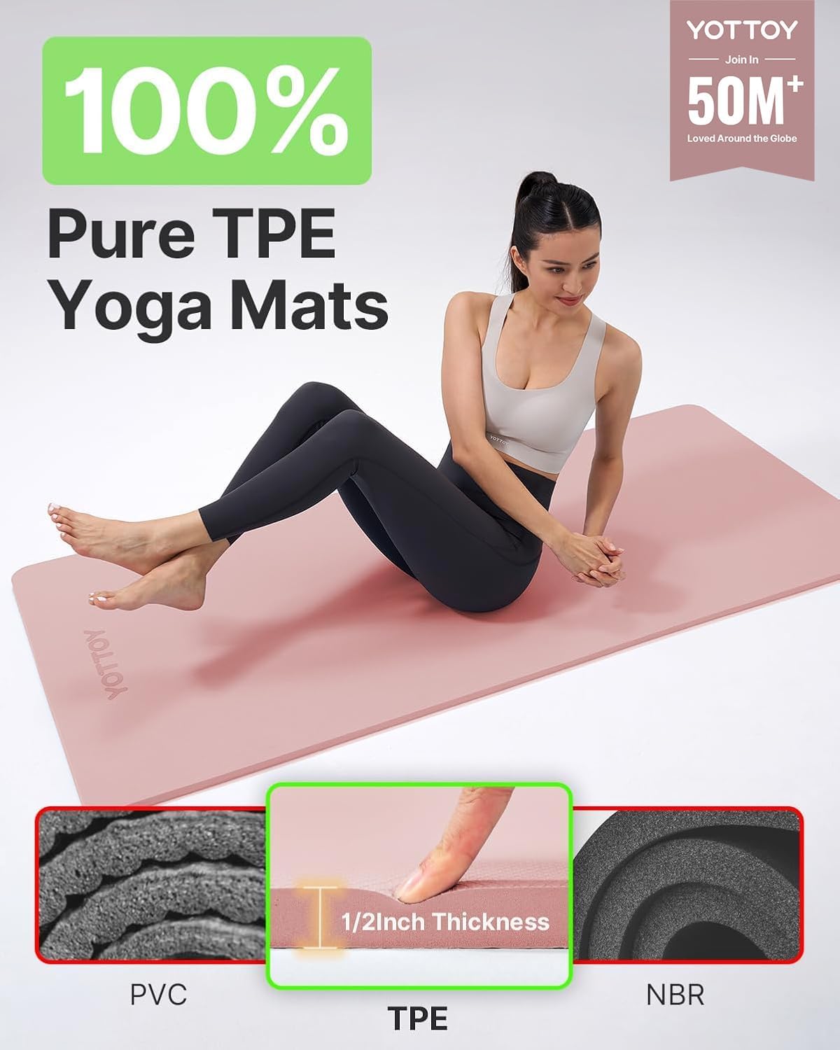 Yoga Mat, Extra Thick TPE Exer - Yoga Fitness Images avaliação e preço