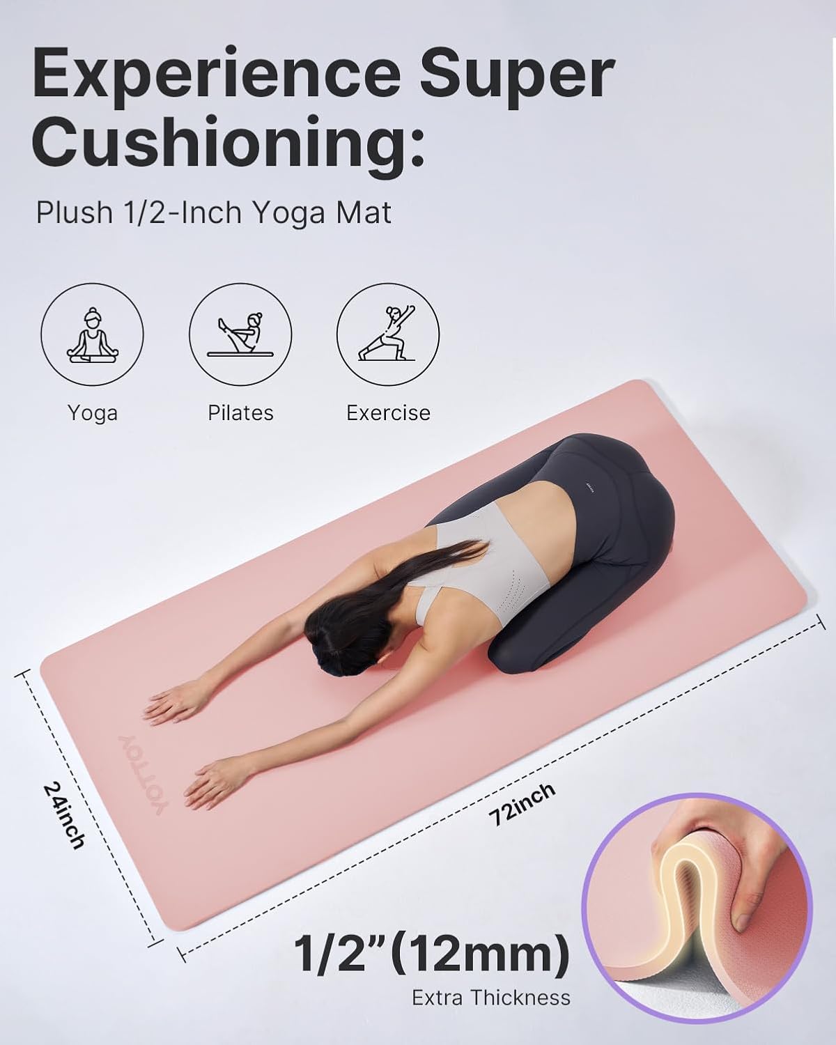 Yoga Mat, Extra Thick TPE Exer - Yoga Fitness Images avaliação e preço