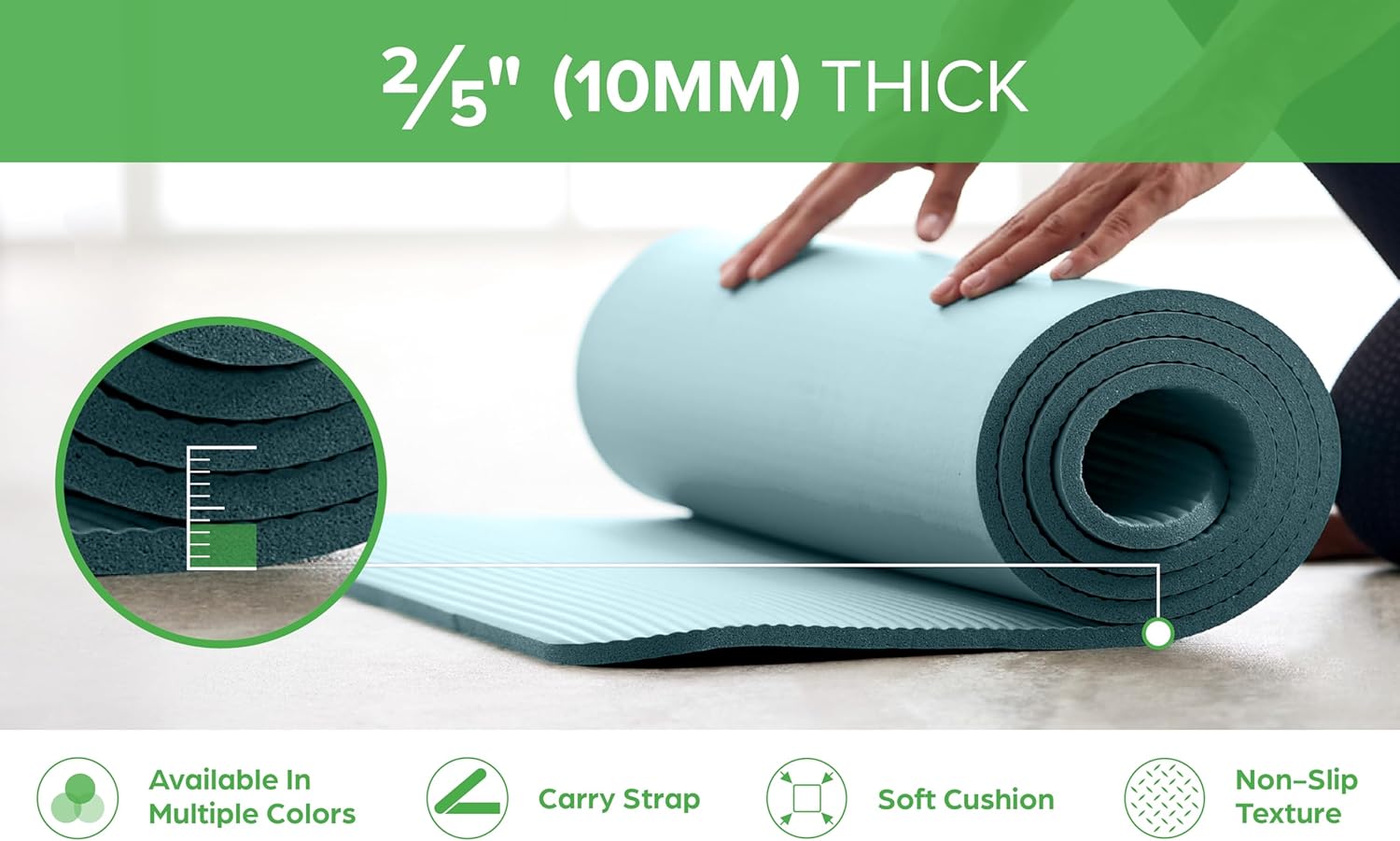 Extra Thick Yoga Mat 10mm for  - Yoga Fitness Images avaliação e preço