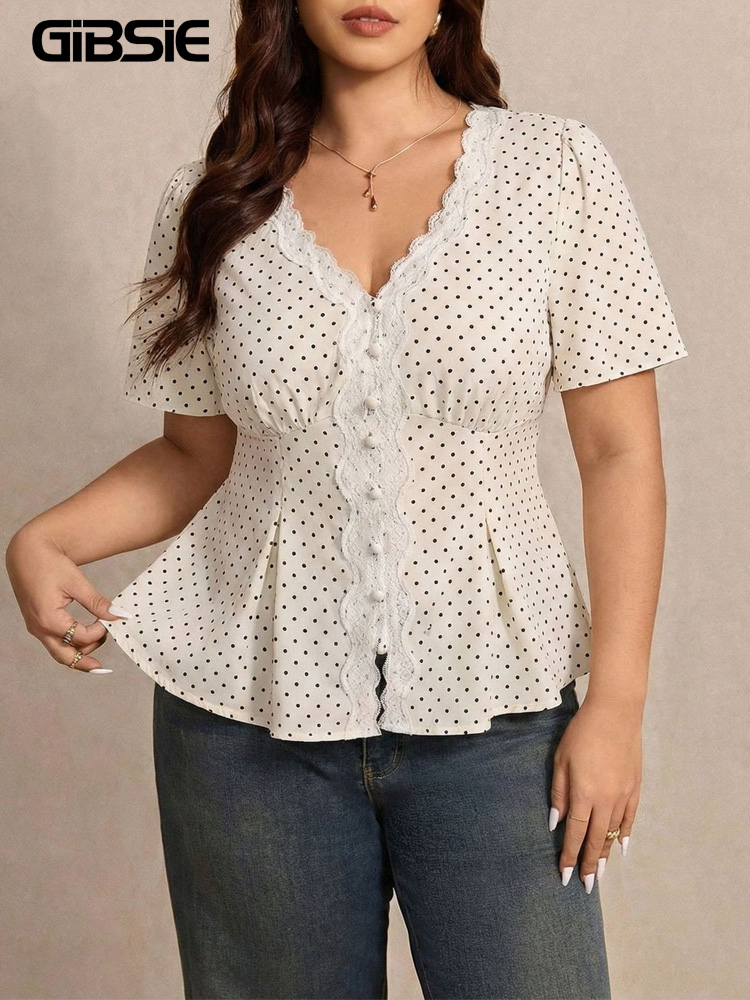 GIBSIE Plus Size Polka Dot Con - Waist Trainer Women avaliação e preço