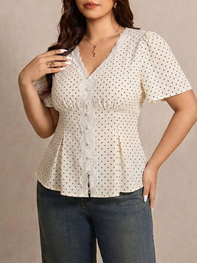 GIBSIE Plus Size Polka Dot Con - Waist Trainer Women avaliação e preço