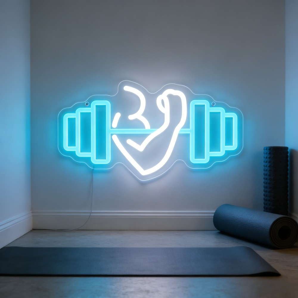 Bicep Dumbbell Neon Sign LED W - Yoga Fitness Studio avaliação e preço