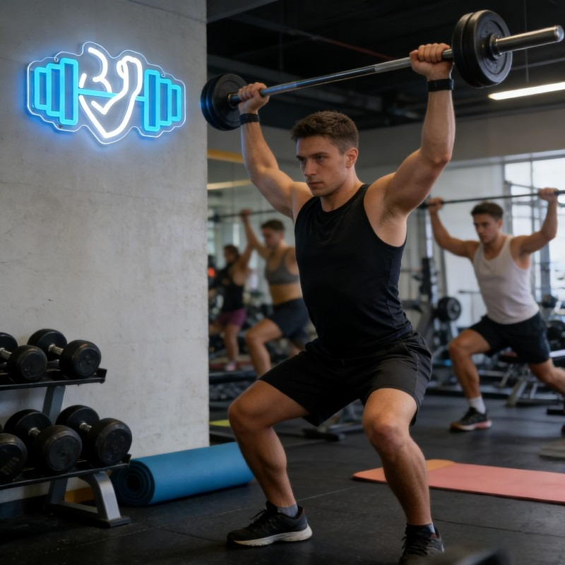 Bicep Dumbbell Neon Sign LED W - Yoga Fitness Studio avaliação e preço
