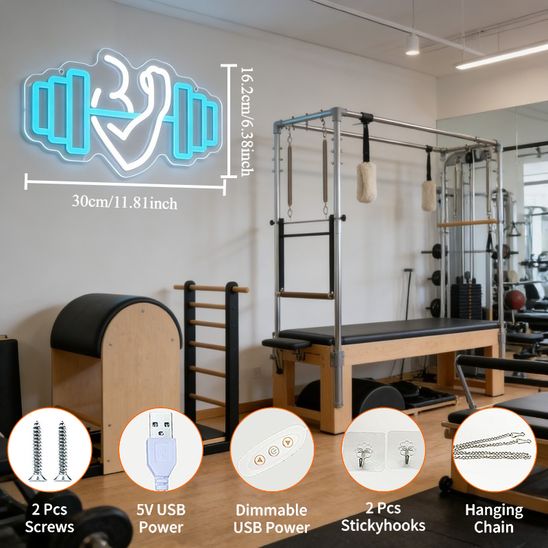Bicep Dumbbell Neon Sign LED W - Yoga Fitness Studio avaliação e preço