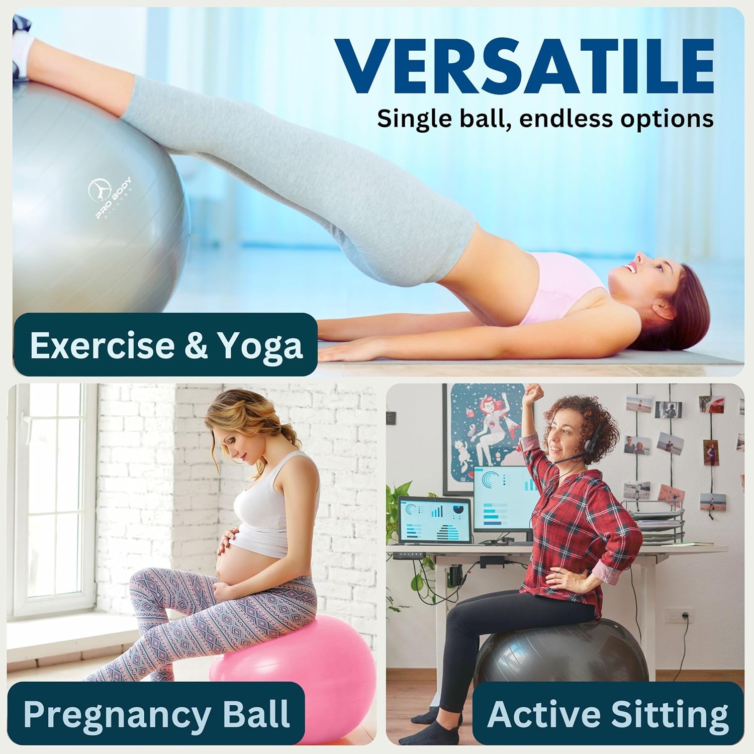 ProBody Pilates Exercise Ball, - Yoga Fitness Images avaliação e preço