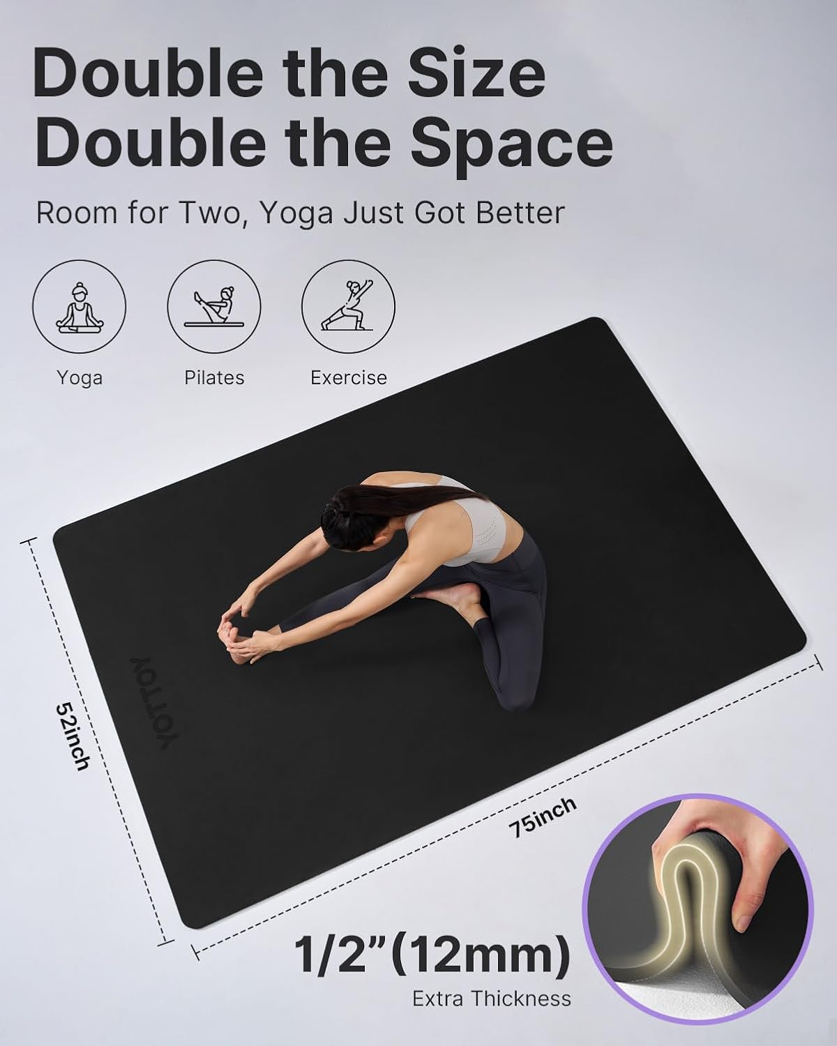Large Yoga Mat 75x52x1/2in, Ex - Yoga Fitness Images avaliação e preço